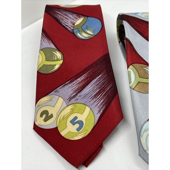 Vintage Lot Galassia Ties Pool Balls Red & Blue Classic Novelty Action - Picture 3 of 9